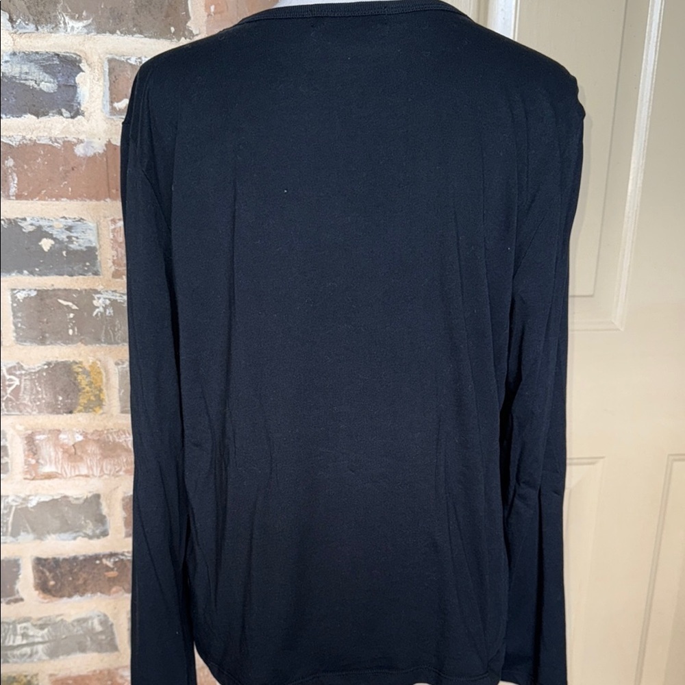 Vintage Lauren Active Ralph Lauren Black Long Sleeve T-Shirt White Crest Preppy - Picture 3 of 9